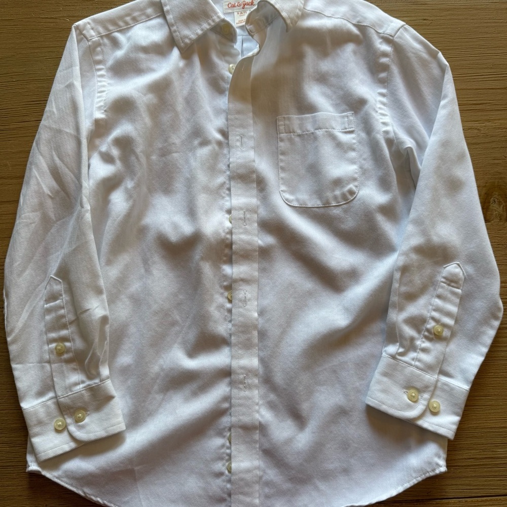 Cat & Jack White Herringbone Shirt